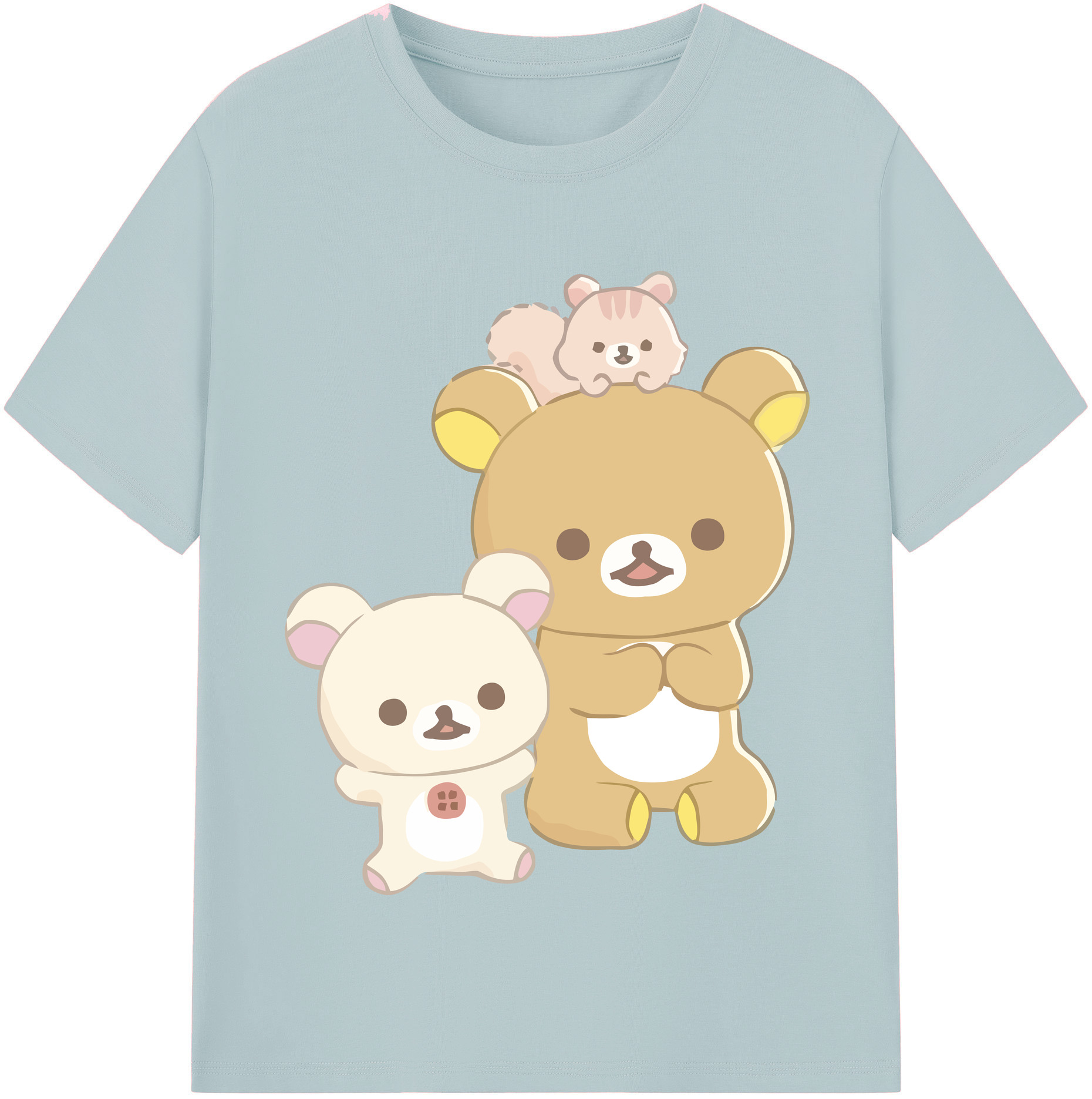 （画像用） リラックマ リラックマ キイロイトリ Rilakkuma Korilakkuma Kiiroitori 綿100％半袖Tシャツ（フロントプリント）